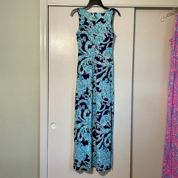 NWOT Lilly Pulitzer Merrill Maxi Tank Dress In High Tide Navy Scuba Doo XXS - Picture 5 of 15